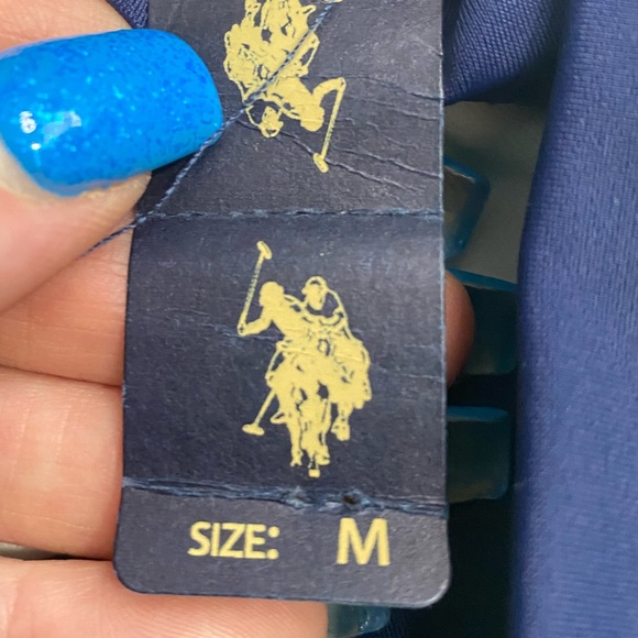 NWT TWO PIECE US POLO ASSN MEDIUM GREEN, WHITE & BLUE SWIMSUIT - Picture 7 of 8